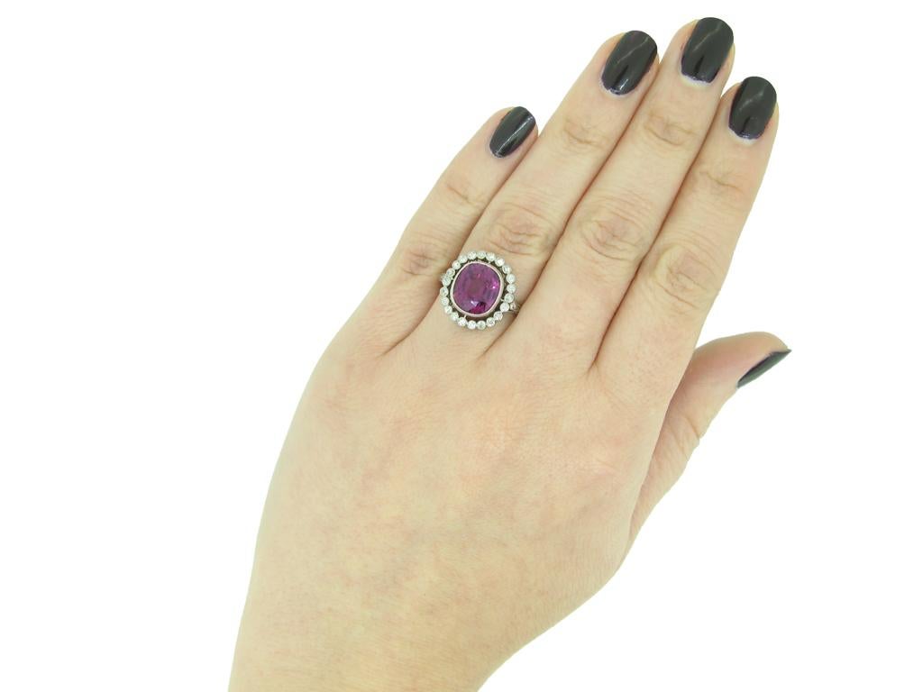 Edwardian Ceylon Pink Spinel and Diamond Coronet Cluster Ring, circa 1910 In Good Condition For Sale In London, GB