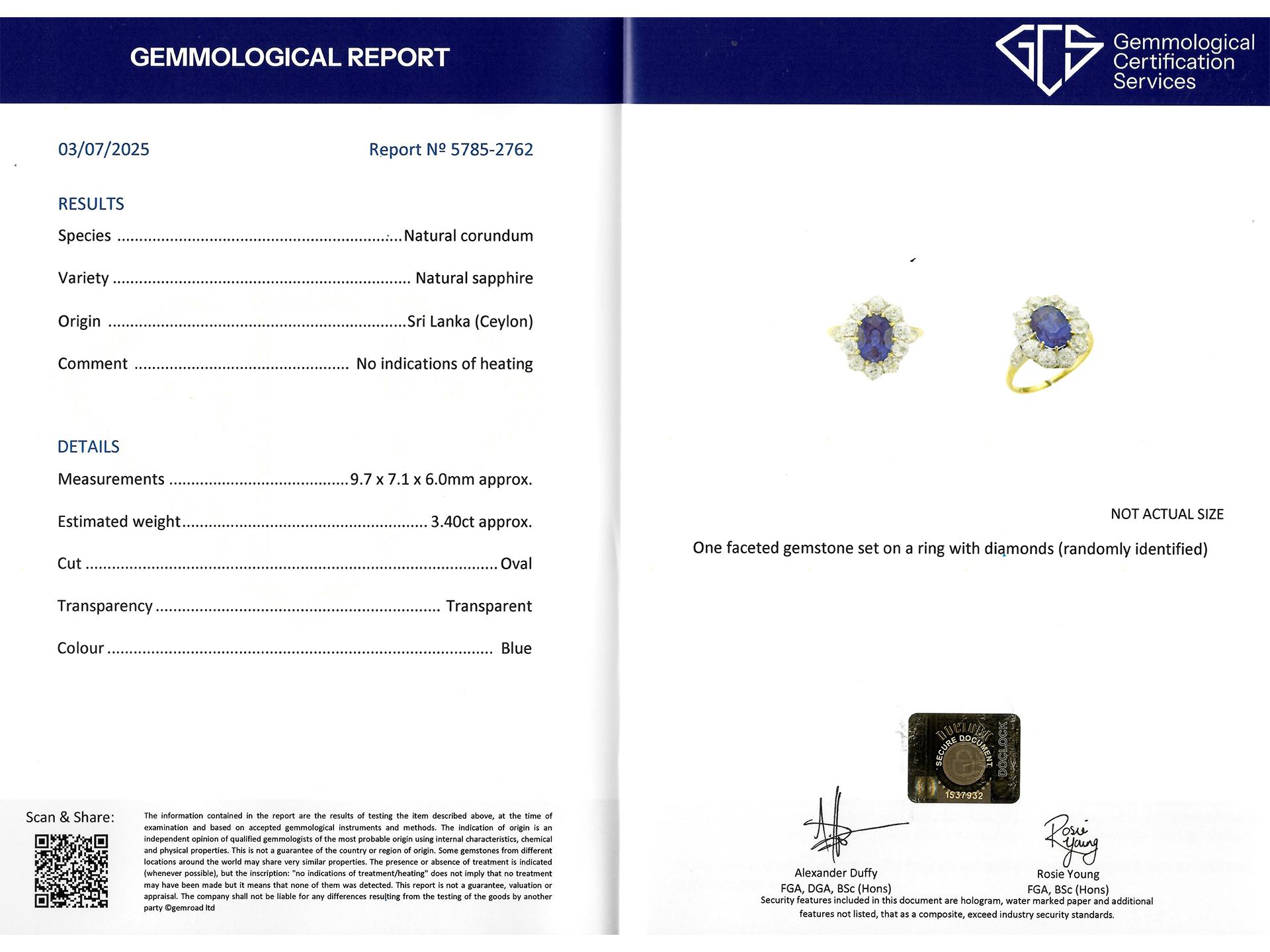 Taille ovale Edwardian Ceylon sapphire and diamond coronet cluster ring, circa 1910. en vente