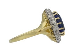 Edwardian Ceylon Sapphire and Diamond Coronet Cluster Ring, English, circa 1915