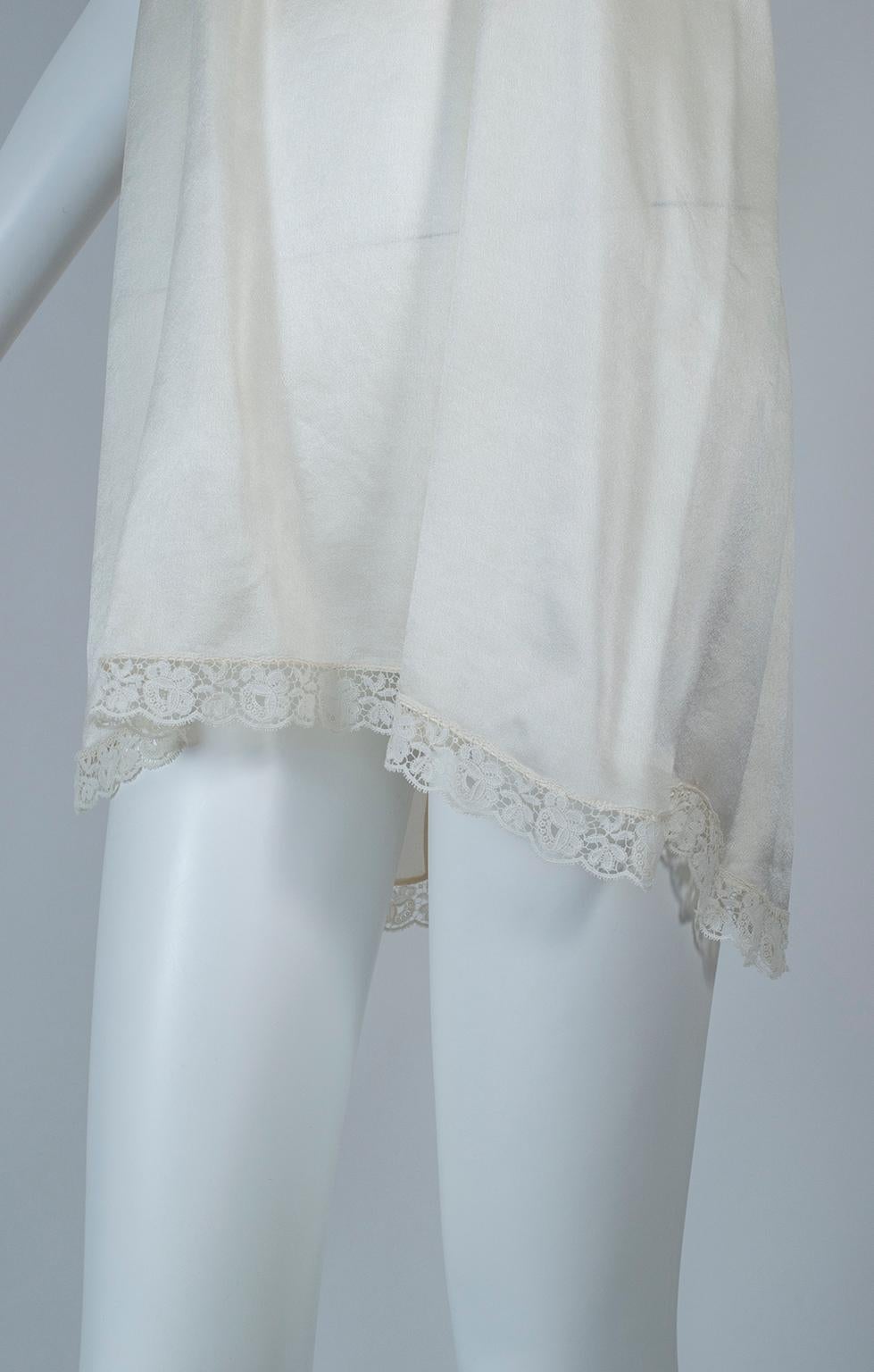 Edwardian Ivory Charmeuse and Lace Babydoll Chemise Negligée - Small, 1924 4