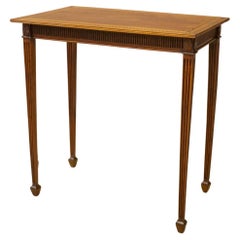Antique Edwardian Cherrywood Table with Marquetry Details