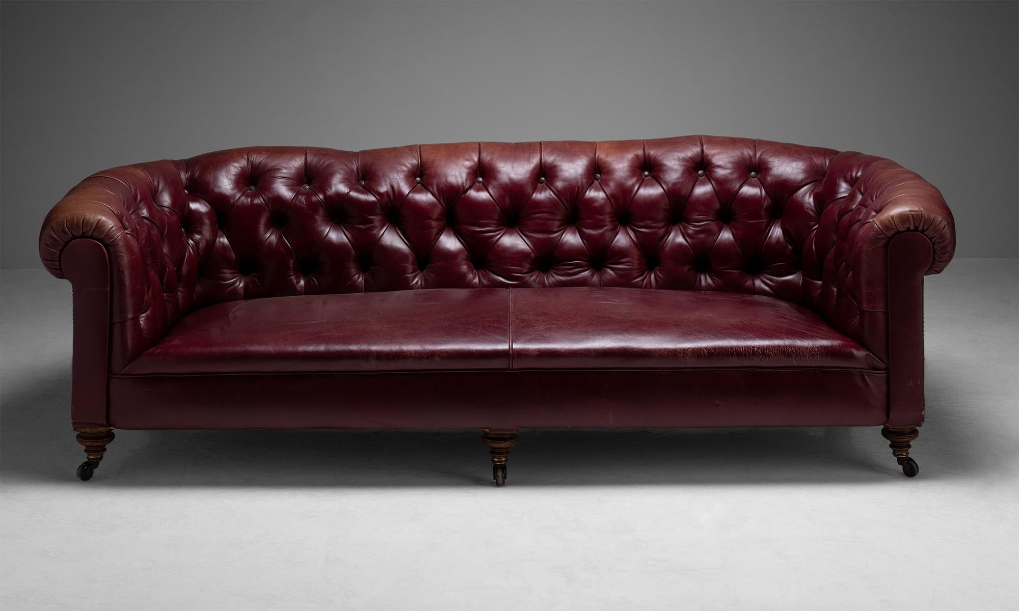 Leather Edwardian Chesterfield Sofa, England, circa 1890