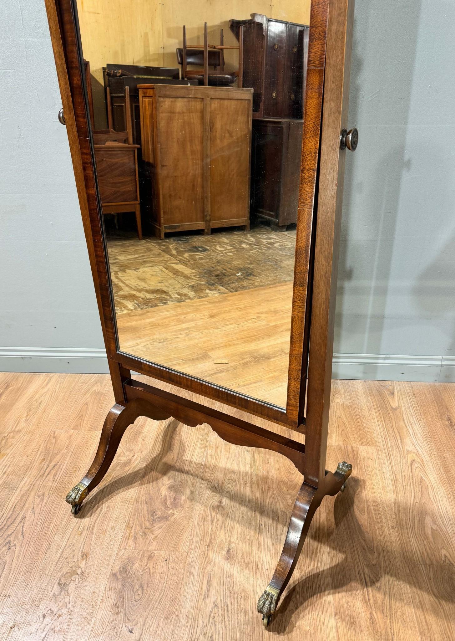 Edwardian Cheval Mirror 1910 Mahogany Swivel Dressing Mirrors For Sale 2