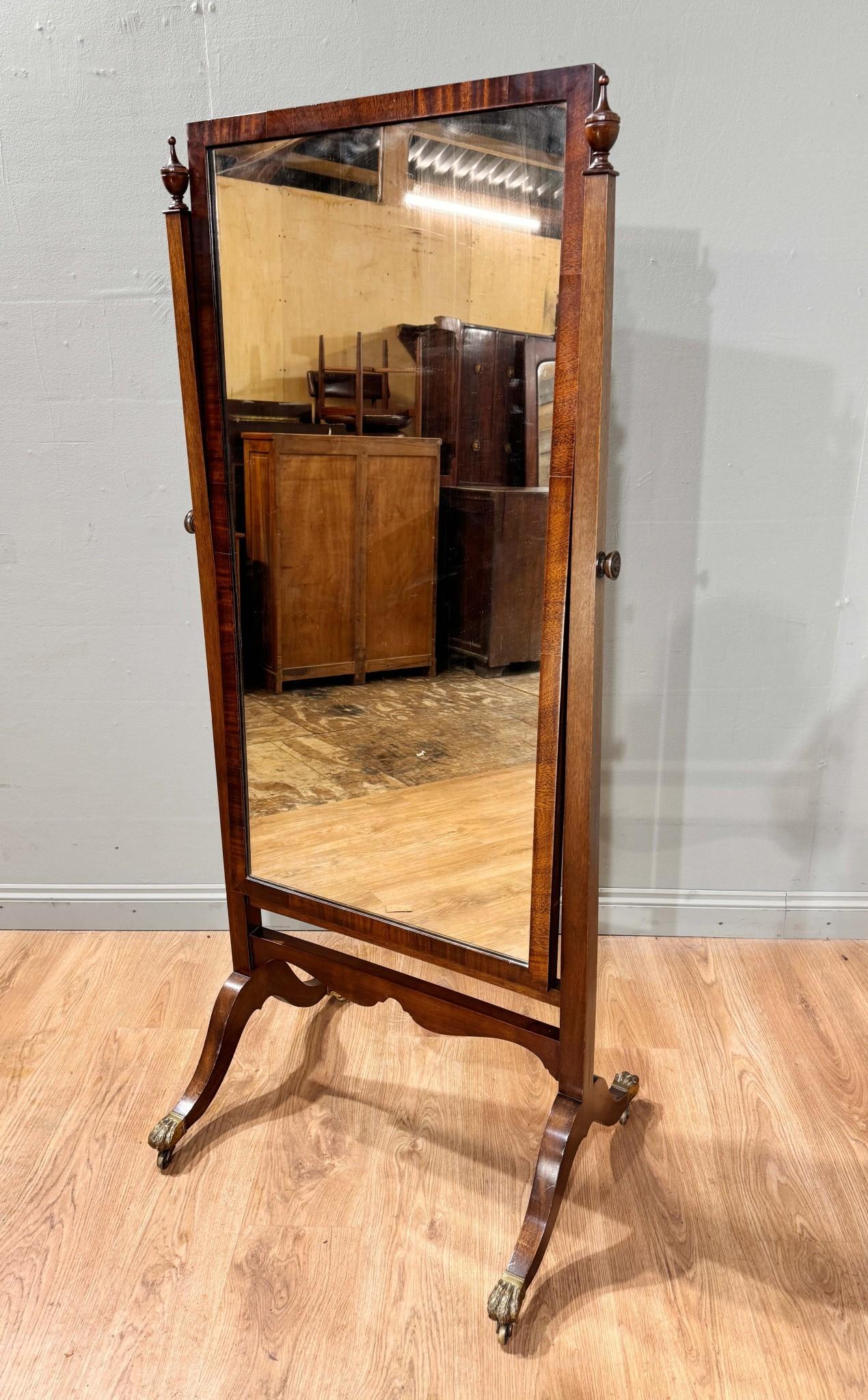 Edwardian Cheval Mirror 1910 Mahogany Swivel Dressing Mirrors For Sale 4