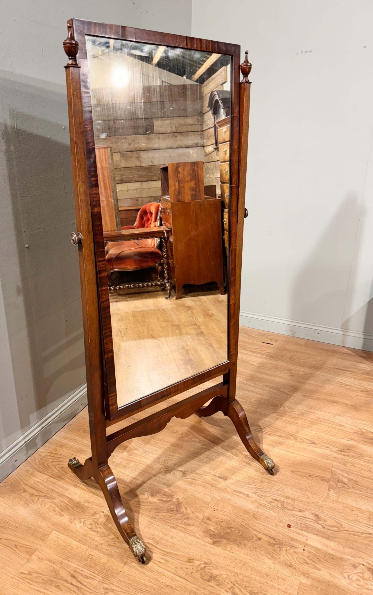 Edwardian Cheval Mirror 1910 Mahogany Swivel Dressing Mirrors For Sale 5