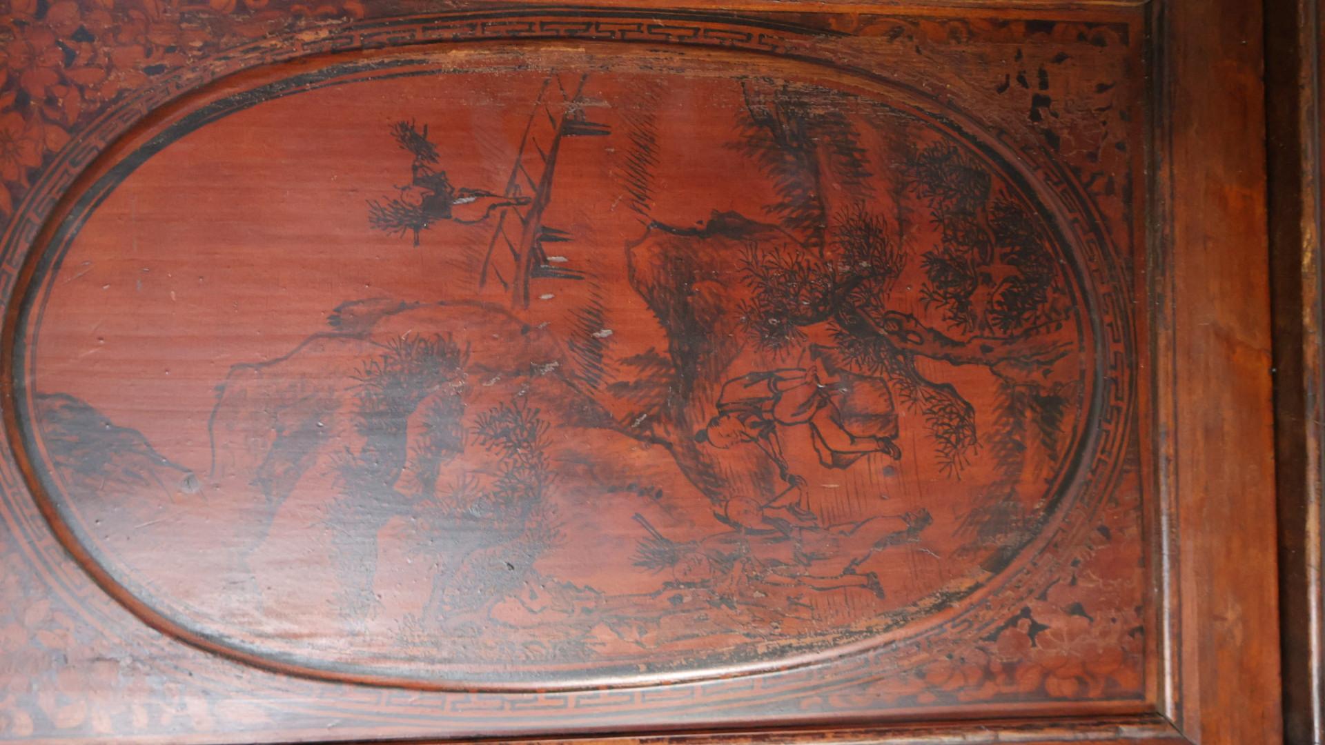 Wood Edwardian Chinoiserie Cupboard For Sale
