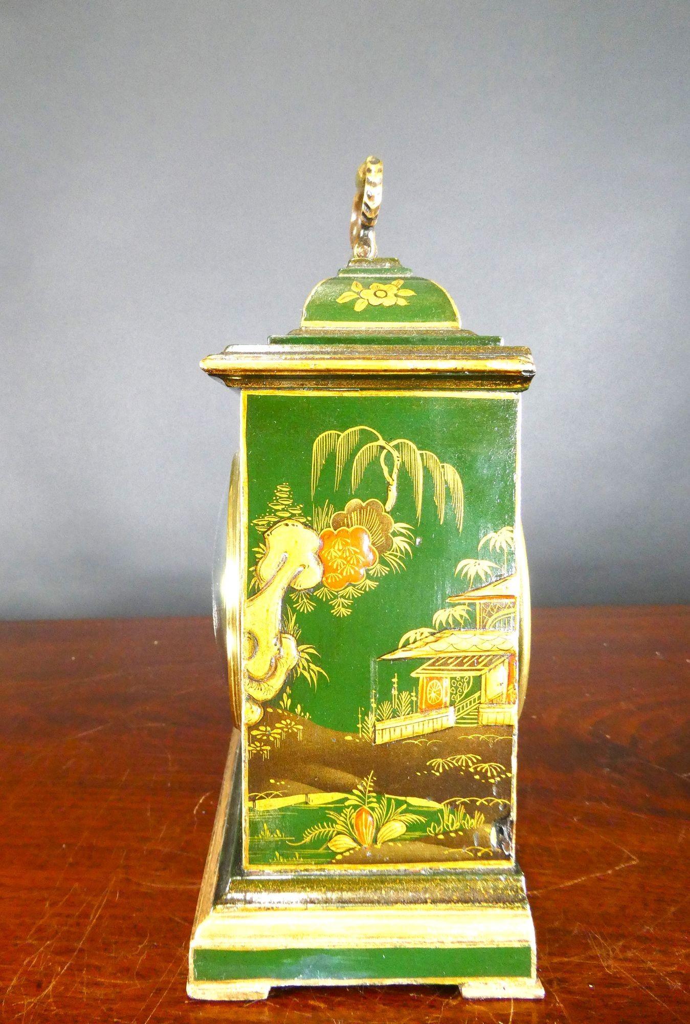 Early 20th Century Edwardian Chinoiserie Decorated Mantel Clock, Asprey, London For Sale