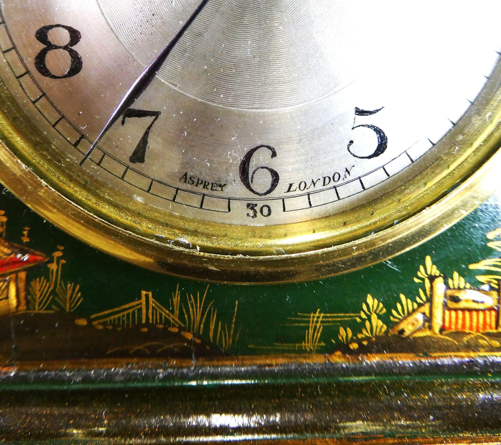 Edwardian Chinoiserie Decorated Mantel Clock, Asprey, London For Sale 1