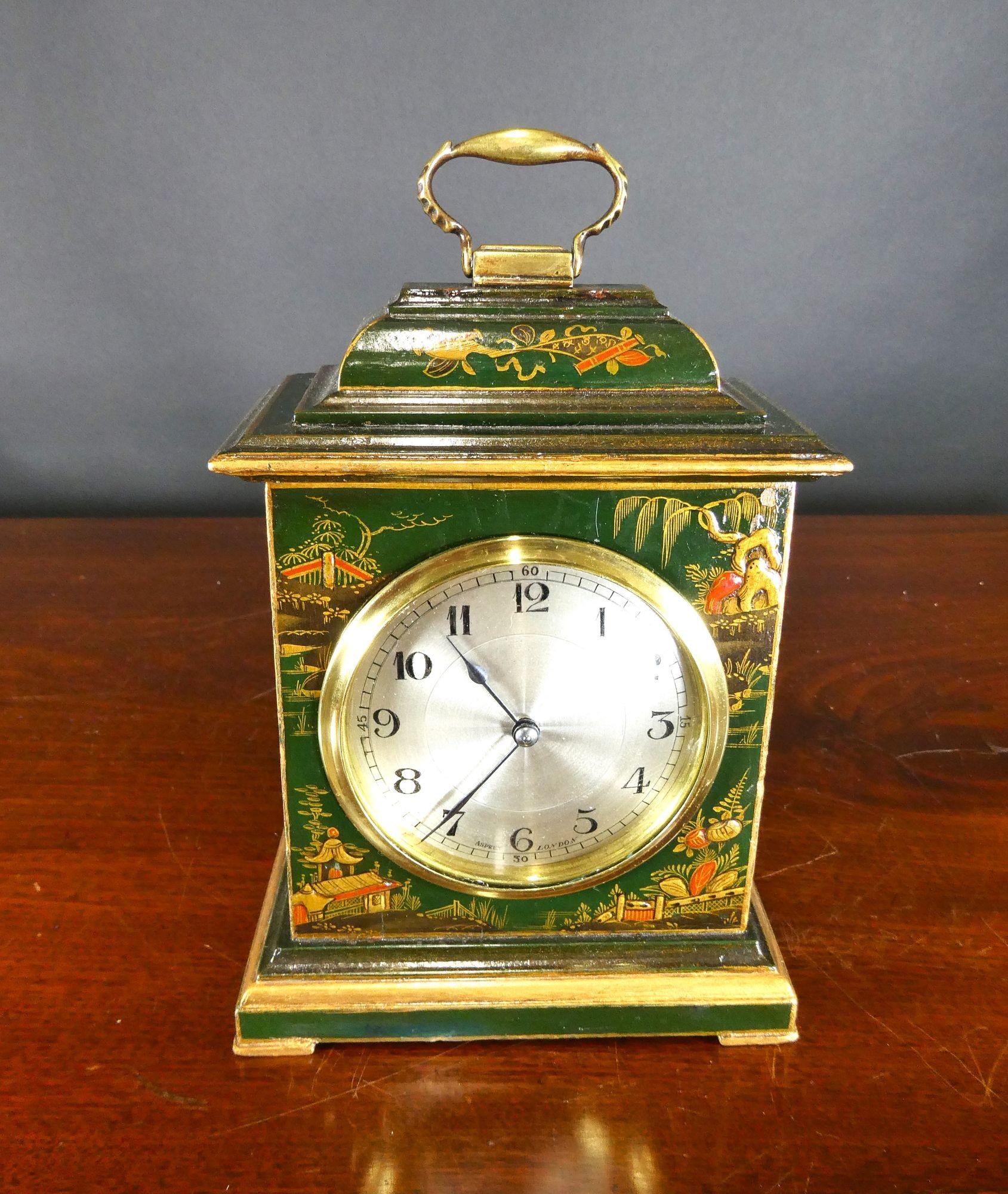 Edwardian Chinoiserie Decorated Mantel Clock, Asprey, London For Sale 2