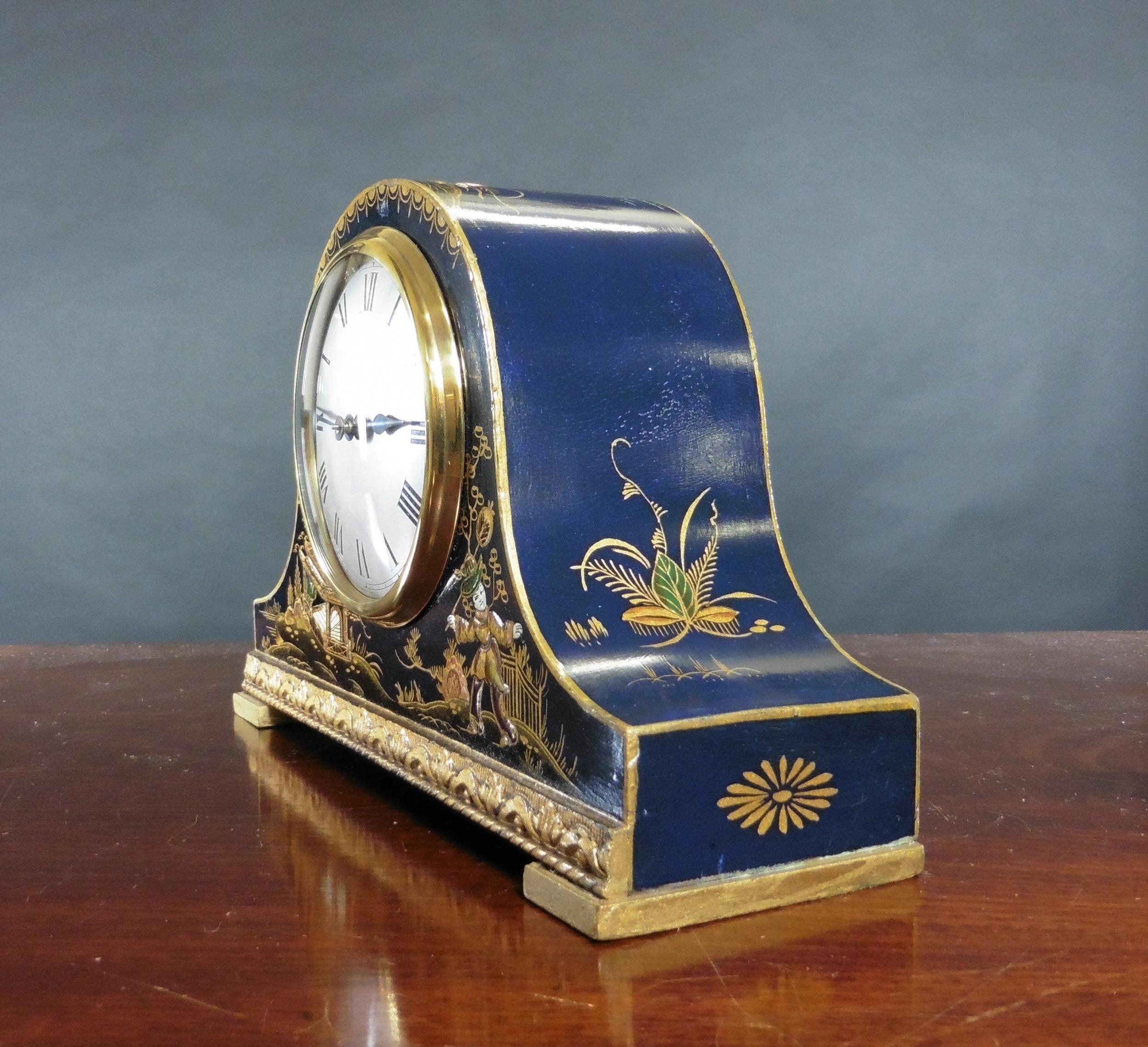 Edwardian Chinoiserie Decorated Mantel Clock, Mappin & Webb 1