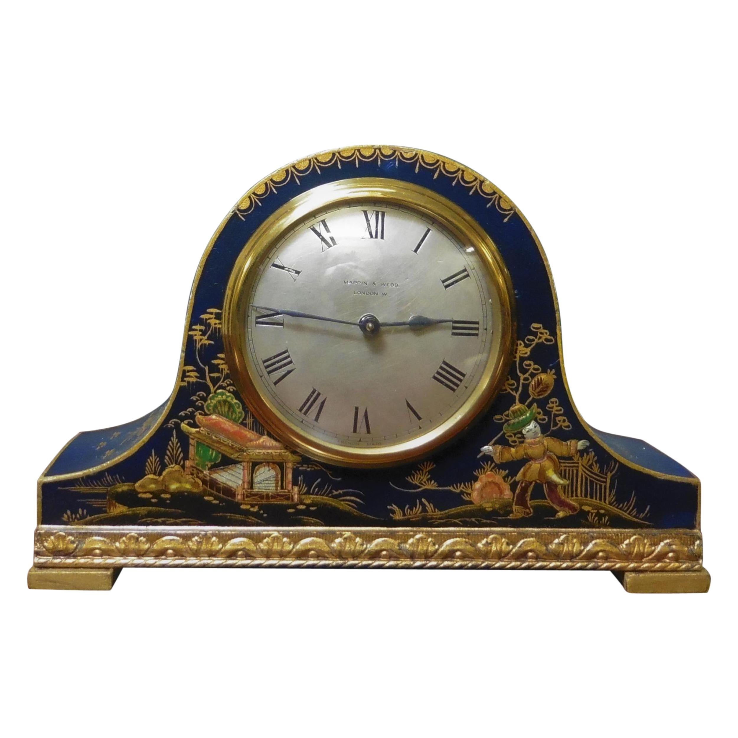 Edwardian Chinoiserie Decorated Mantel Clock, Mappin & Webb