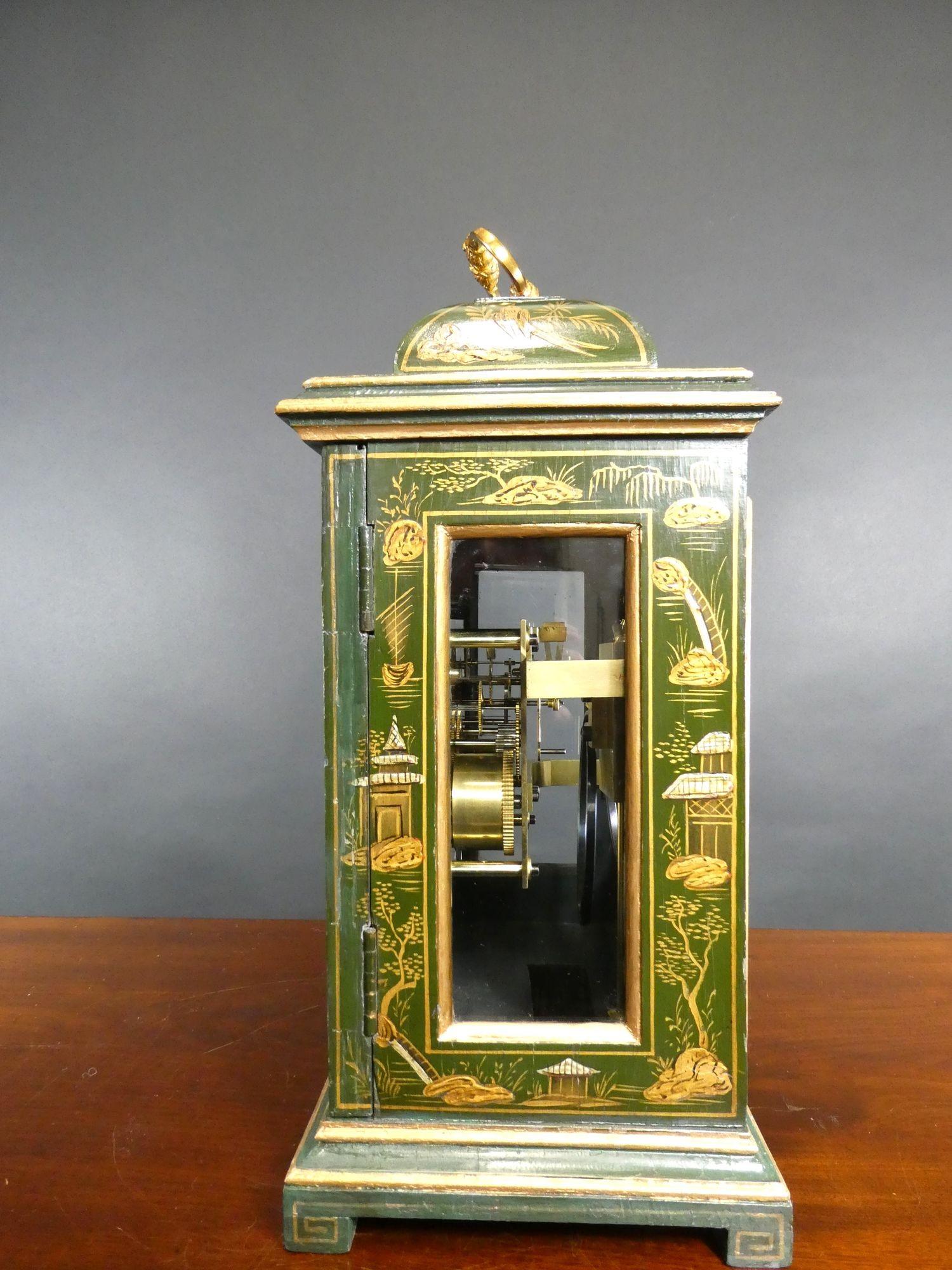 Edwardian Chinoiserie Decorated Mantel Clock, Peerless For Sale 4