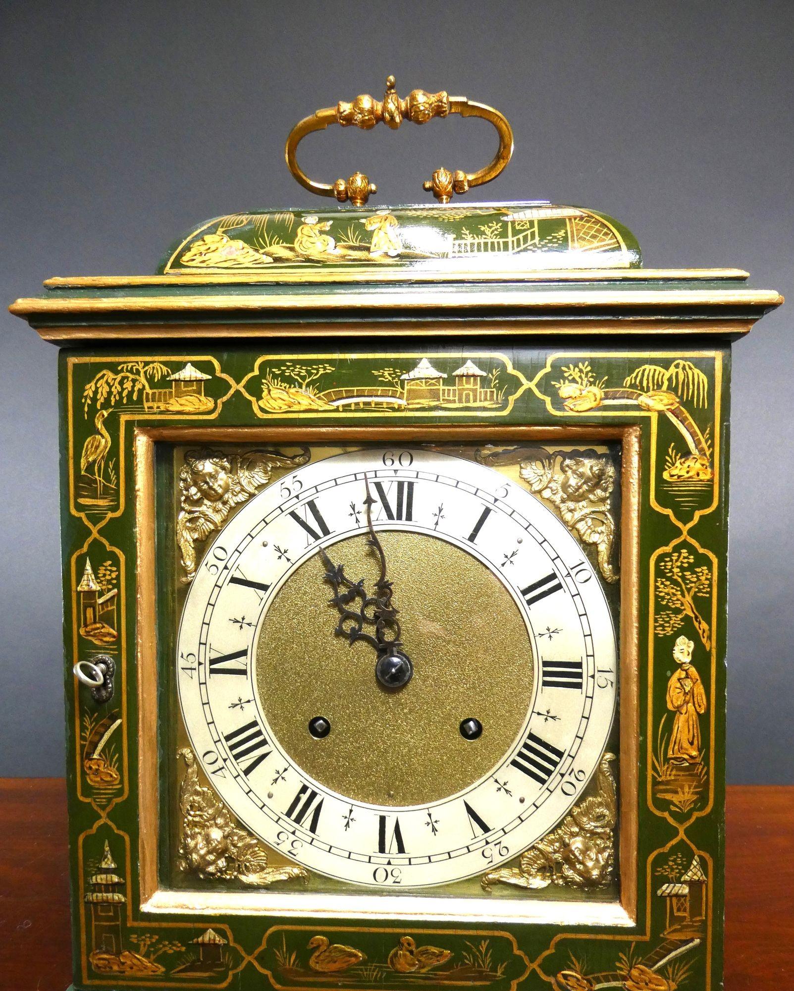 Edwardian Chinoiserie Decorated Mantel Clock, Peerless For Sale 5