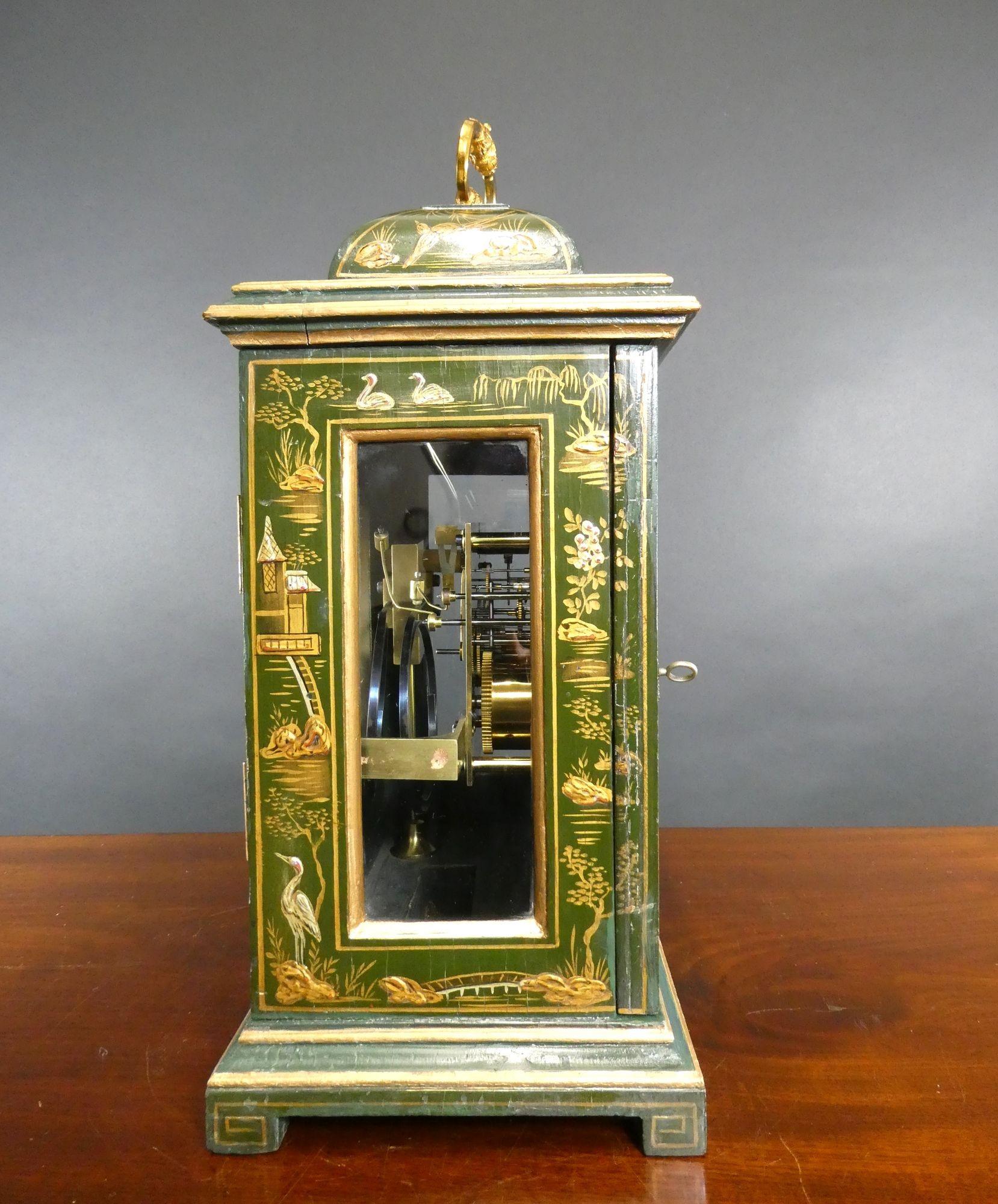 Edwardian Chinoiserie Decorated Mantel Clock, Peerless For Sale 3