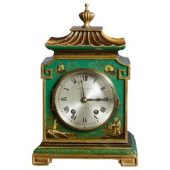 Edwardian Chinoiserie Decorated Mantel Clock Signed Mappin & Webb, London