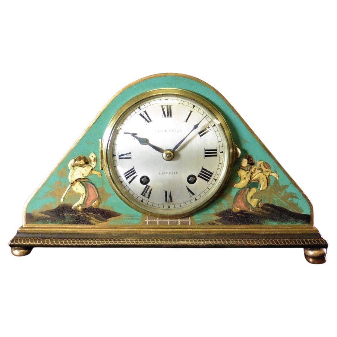 Edwardian Chinoiserie Decorated Mantel Clock, Thornhill, London For Sale