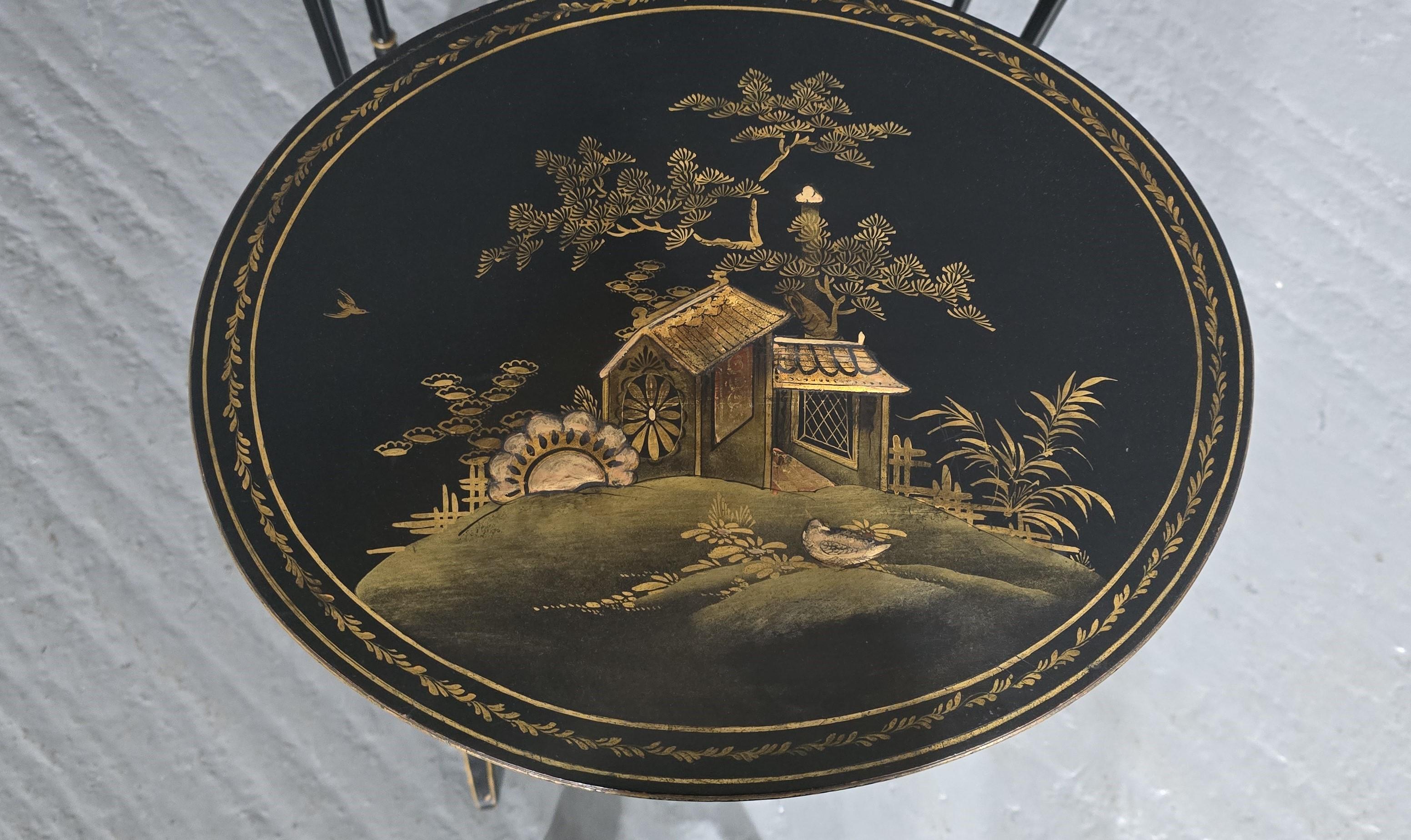 Edwardian Chinoiserie Nest of Three Tables In Good Condition For Sale In Swadlincote, GB