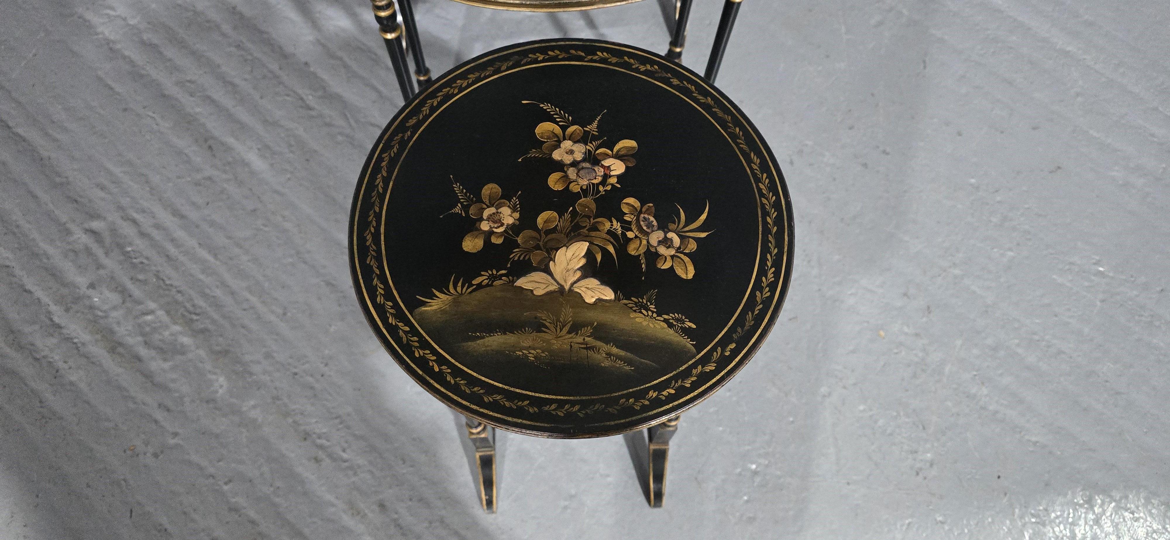 20th Century Edwardian Chinoiserie Nest of Three Tables For Sale