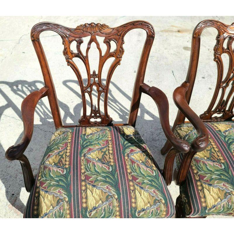 Edwardian Chippendale Armchairs Mahogany Ball & Claw, a Pair In Good Condition For Sale In Lake Worth, FL