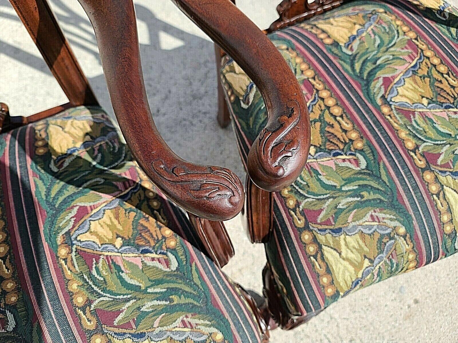 Edwardian Chippendale Armchairs Mahogany Ball & Claw, a Pair For Sale 2