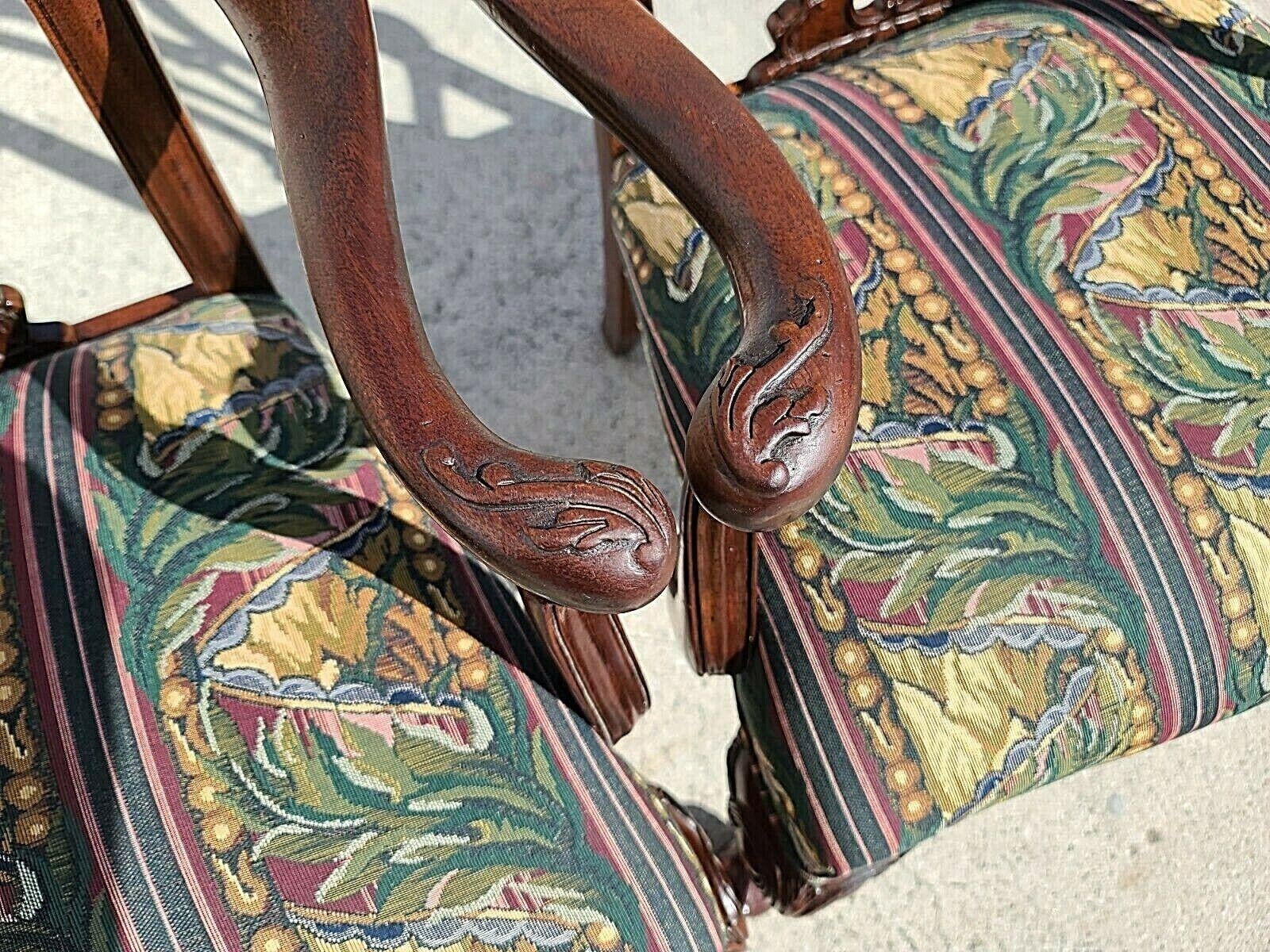 Poltrone Chippendale edoardiane in mogano Ball and Ball, una coppia in vendita 1