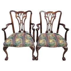 Edwardian Chippendale Armchairs Mahogany Ball & Claw, a Pair