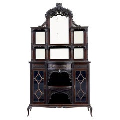 Edwardian chippendale revival carved mahogany cabinet