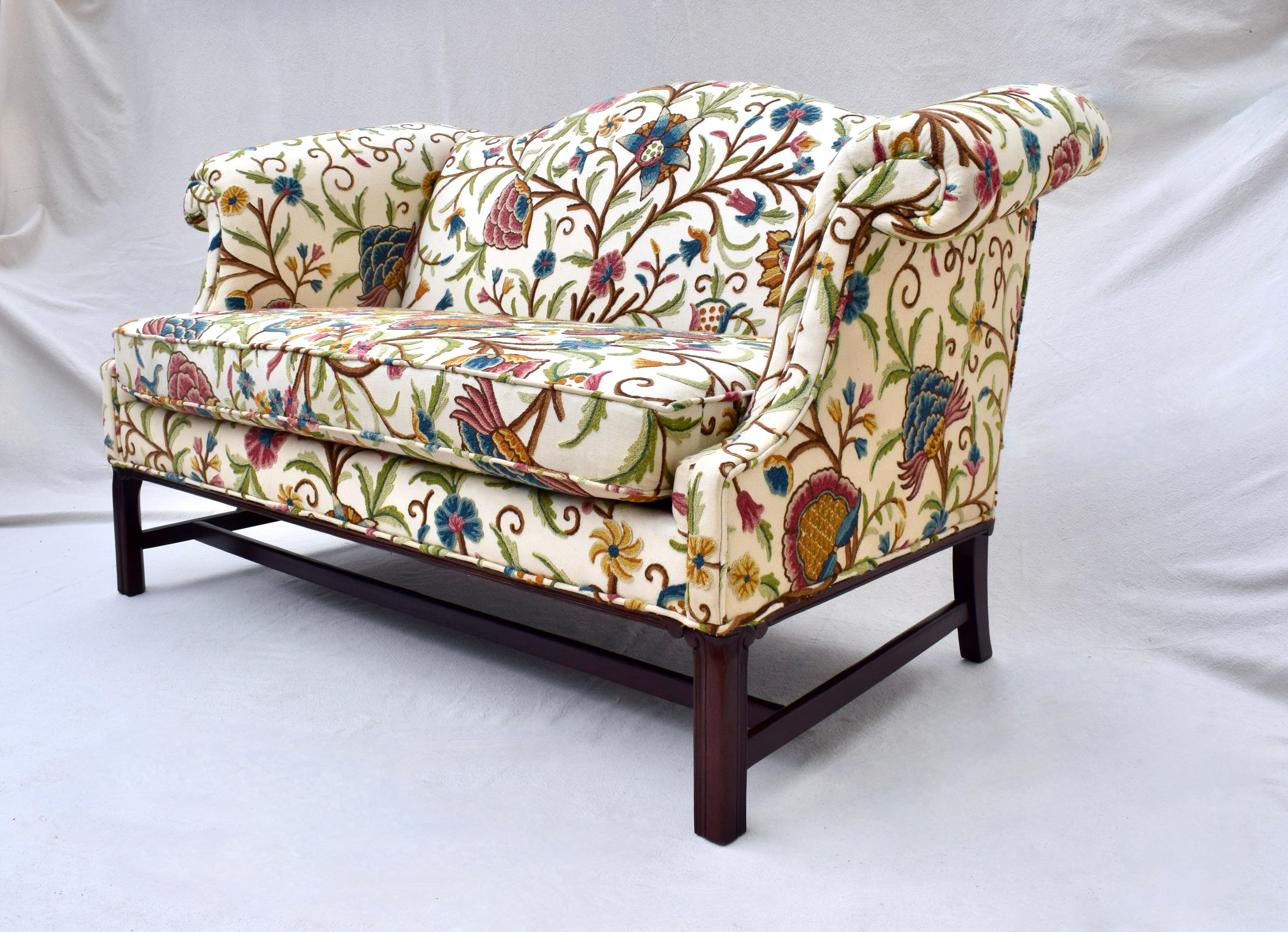 Upholstery Edwardian Chippendale Style Loveseat Sofa by Hancock & Moore