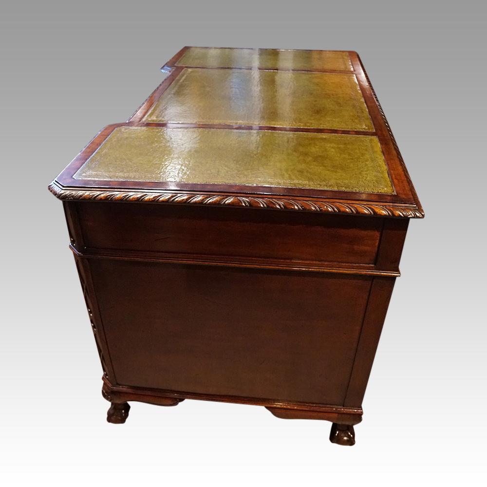 Edwardian Chippendale Style Pedestal Desk For Sale 6