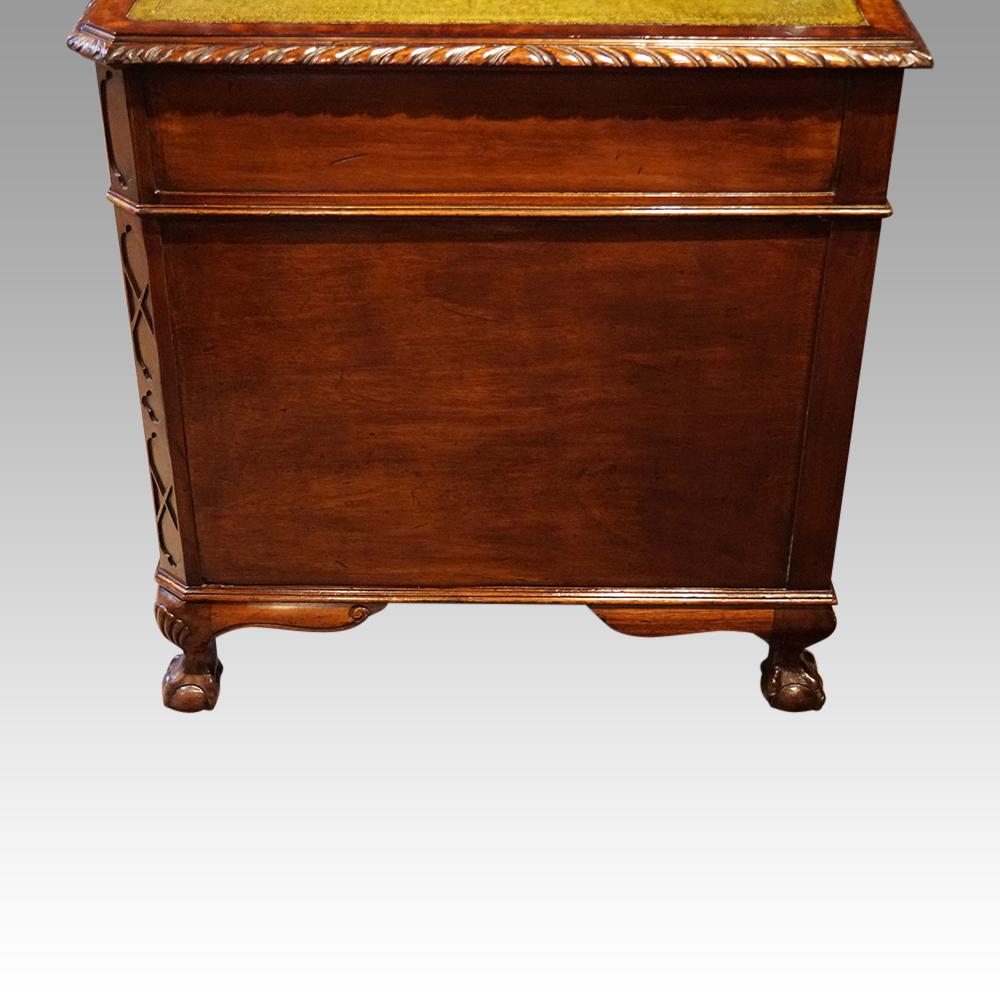 Edwardian Chippendale Style Pedestal Desk For Sale 1