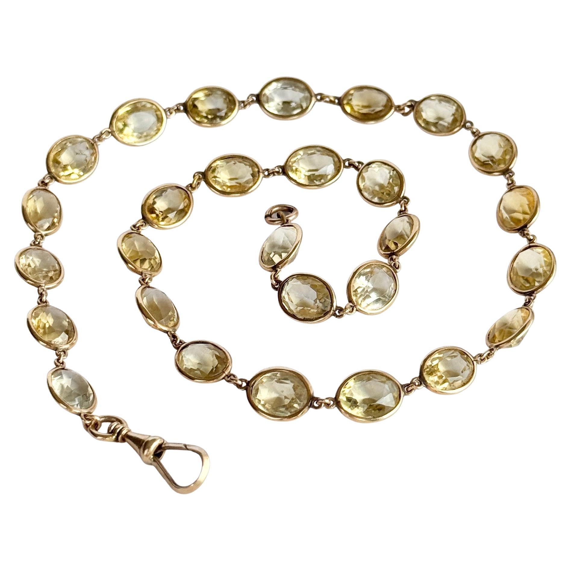 Collana edoardiana in citrino e oro 15 carati Rivière