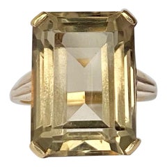 Edwardian Citrine and 9 Carat Gold Cocktail Ring