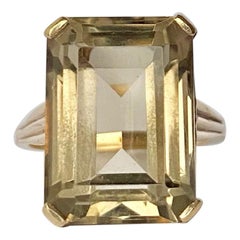 Edwardianischer Cocktailring aus Citrin und 9 Karat Gold