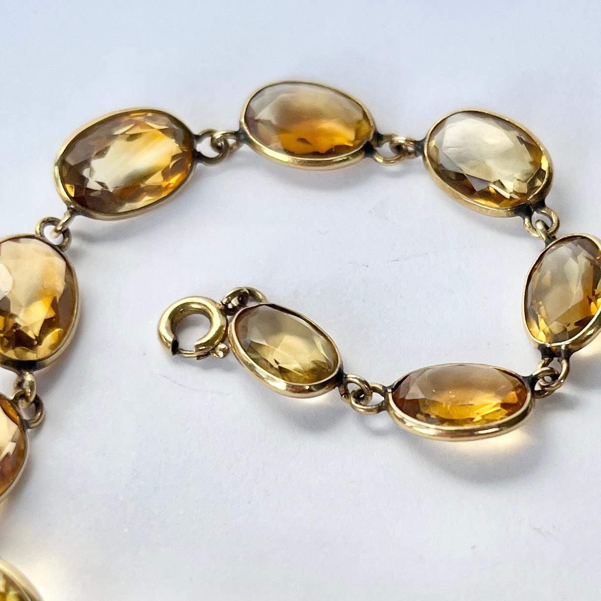 Edwardian Citrin und 9 Karat Gold Rivière Halskette im Zustand „Gut“ im Angebot in Chipping Campden, GB