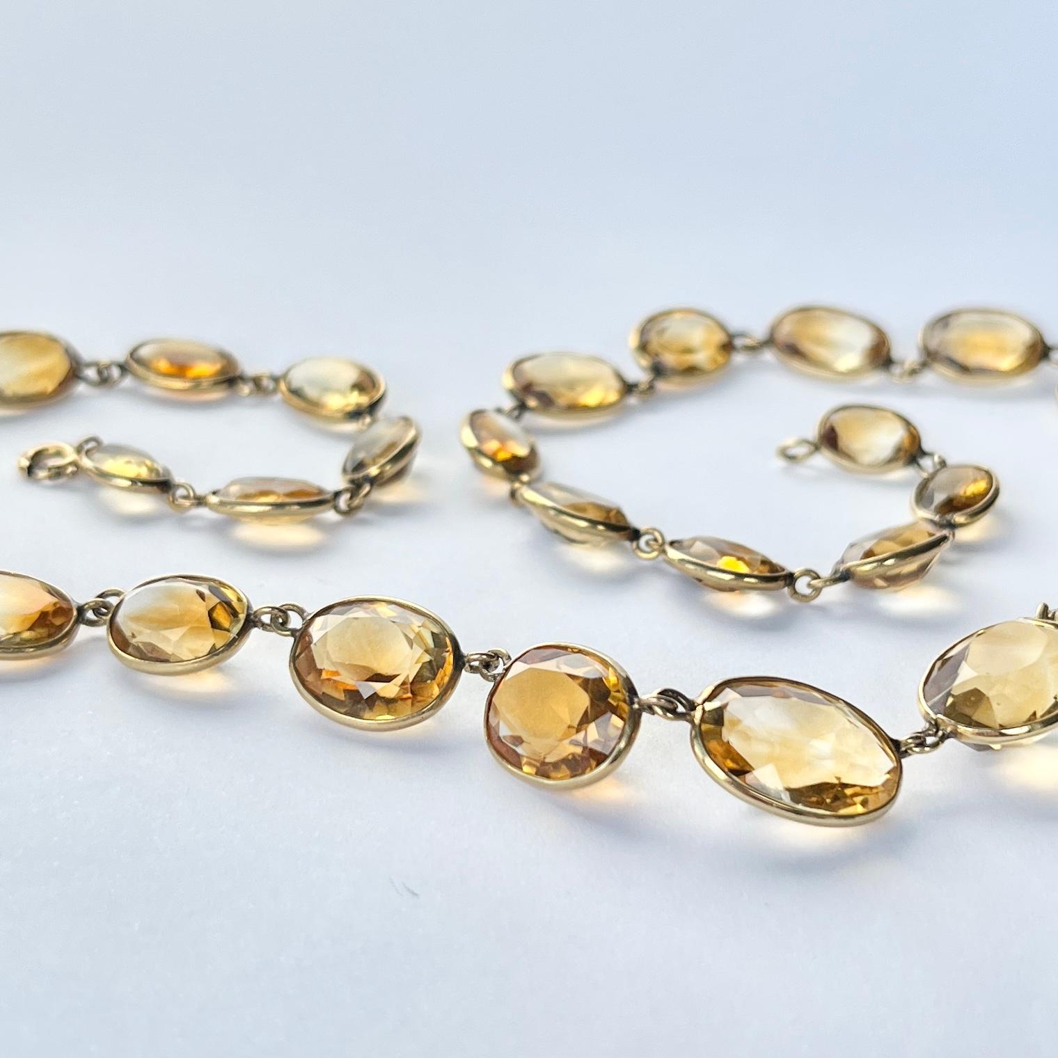 Edwardian Citrine and 9 Carat Gold Rivière Necklace In Good Condition For Sale In Chipping Campden, GB