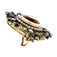 Edwardian Citrine and Diamond Bow Foliate Brooch