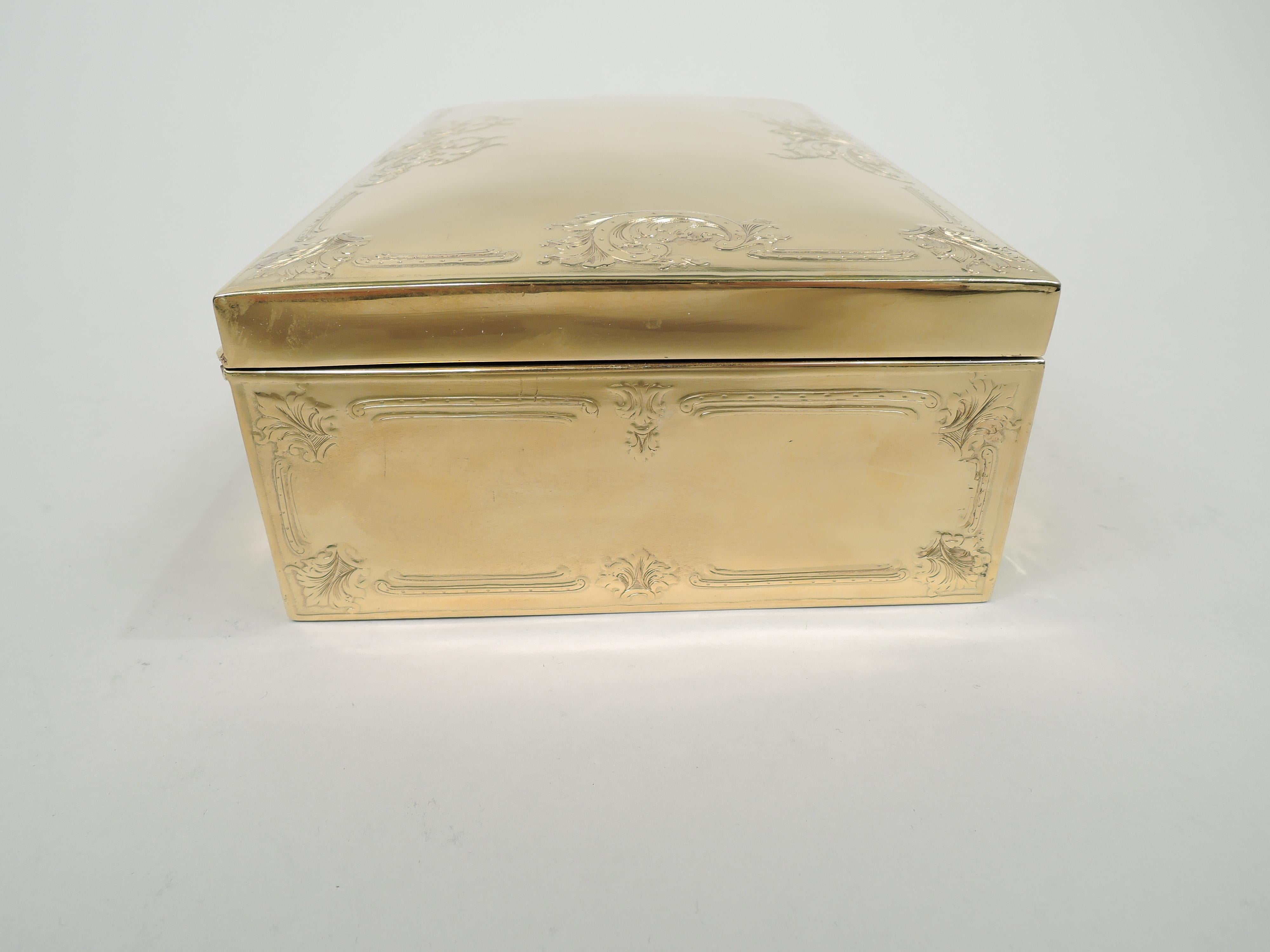 American Edwardian Classical Silver Gilt Jewelry Box by Ahrendt & Kautzman For Sale