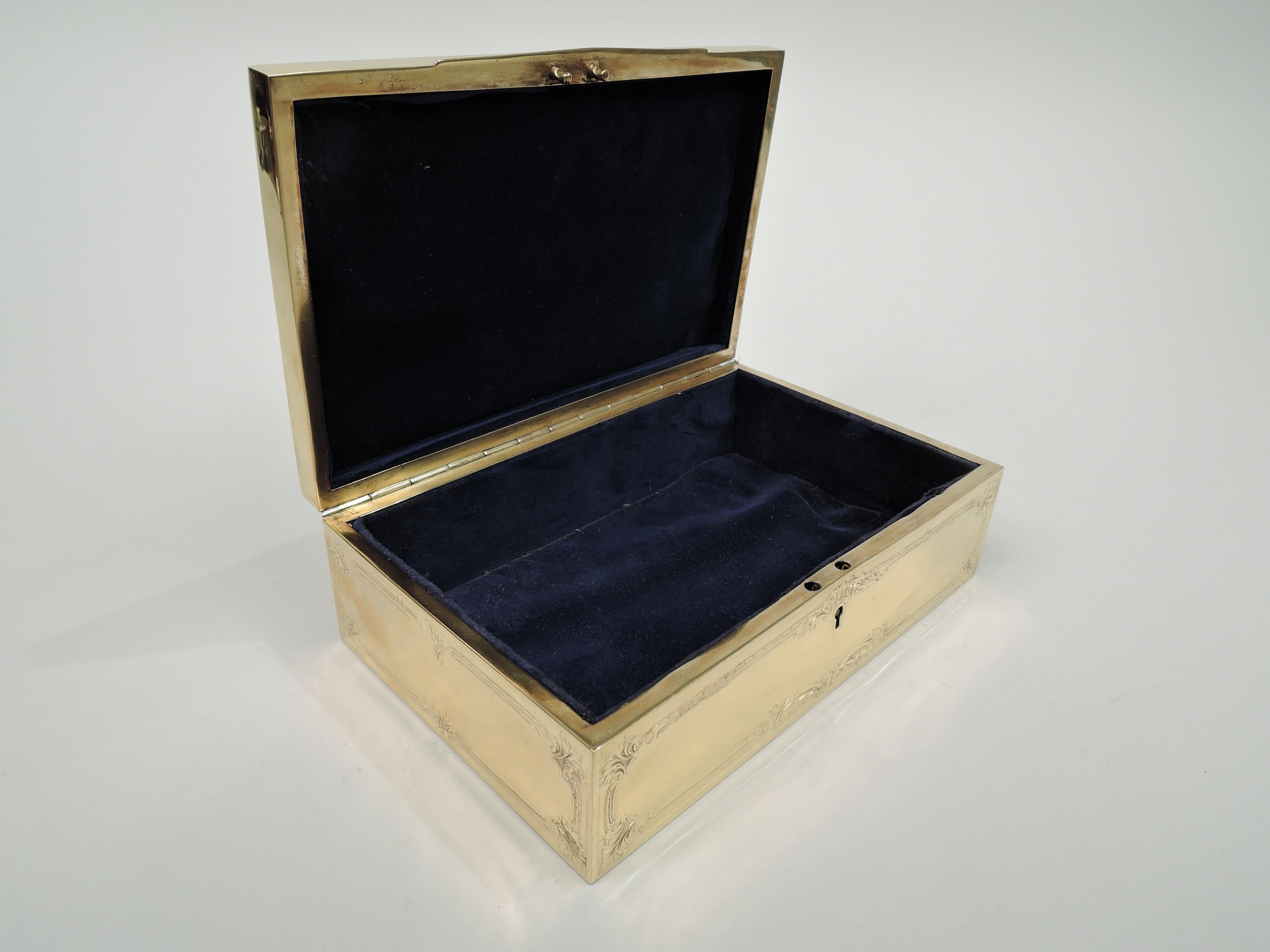 20th Century Edwardian Classical Silver Gilt Jewelry Box by Ahrendt & Kautzman For Sale