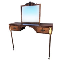 Edwardian Clawfoot Oak Wall Mount Vanity with Mirror