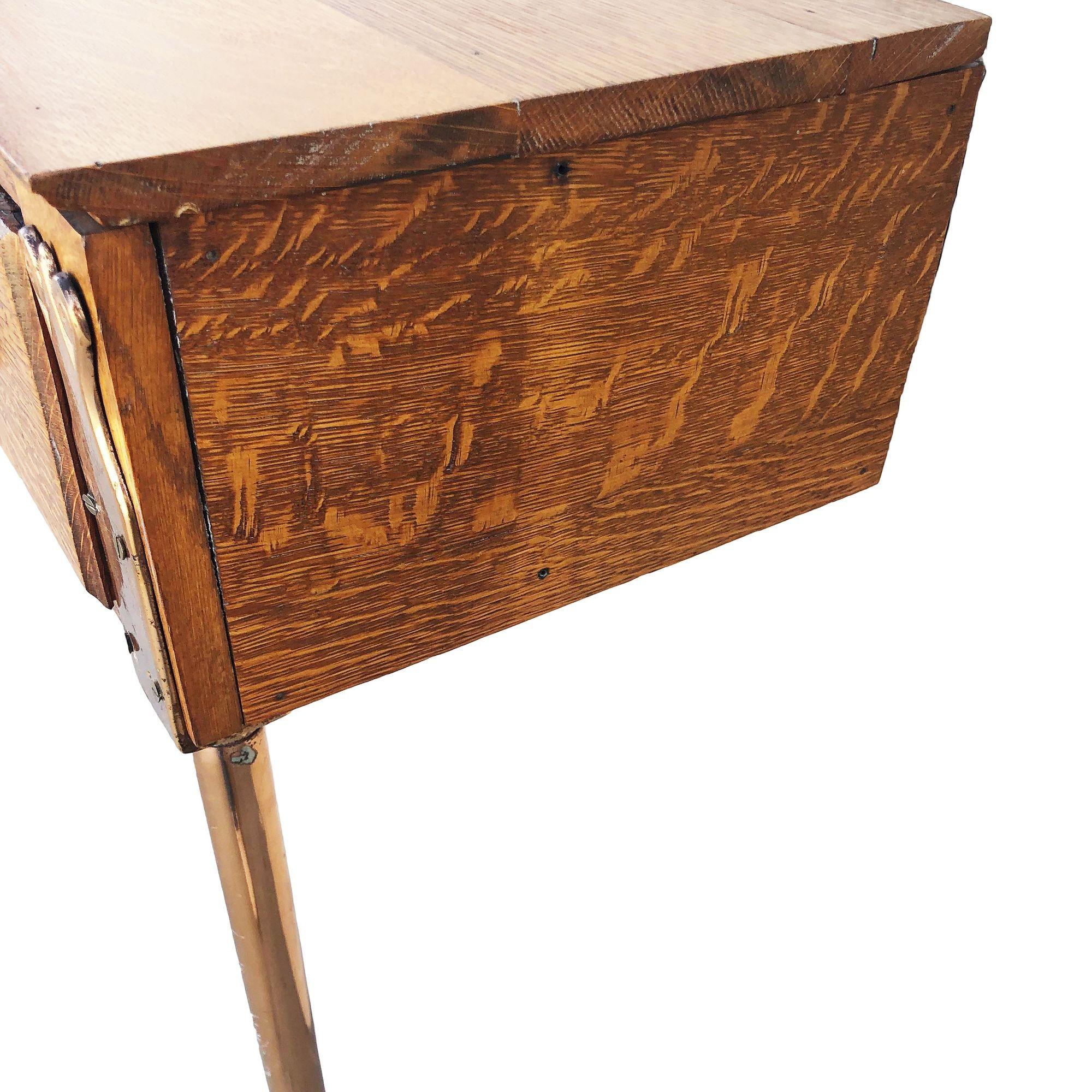 Tocador de pared Edwardian en roble con espejo principios del siglo XX en venta