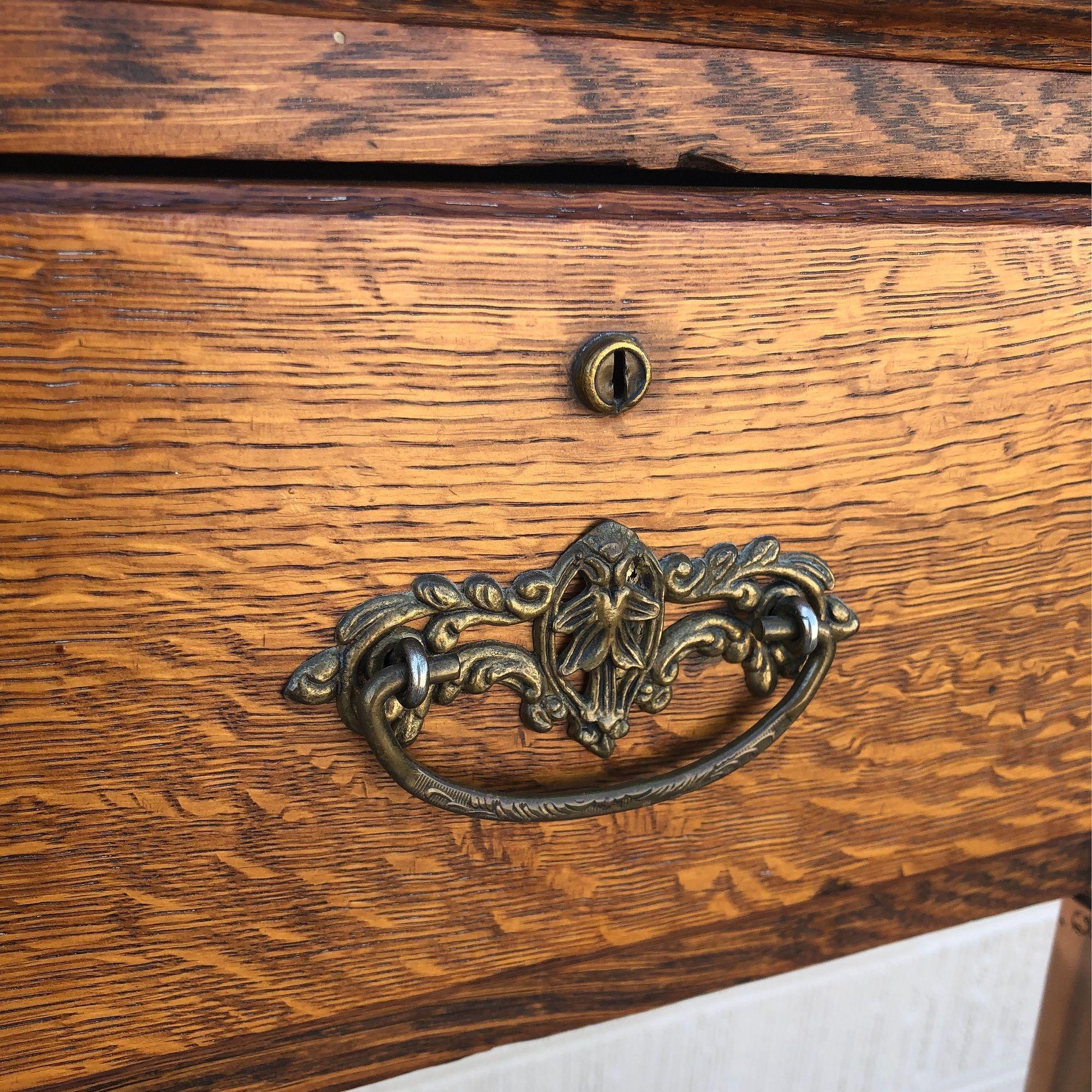 Tocador de pared Edwardian en roble con espejo en venta 3