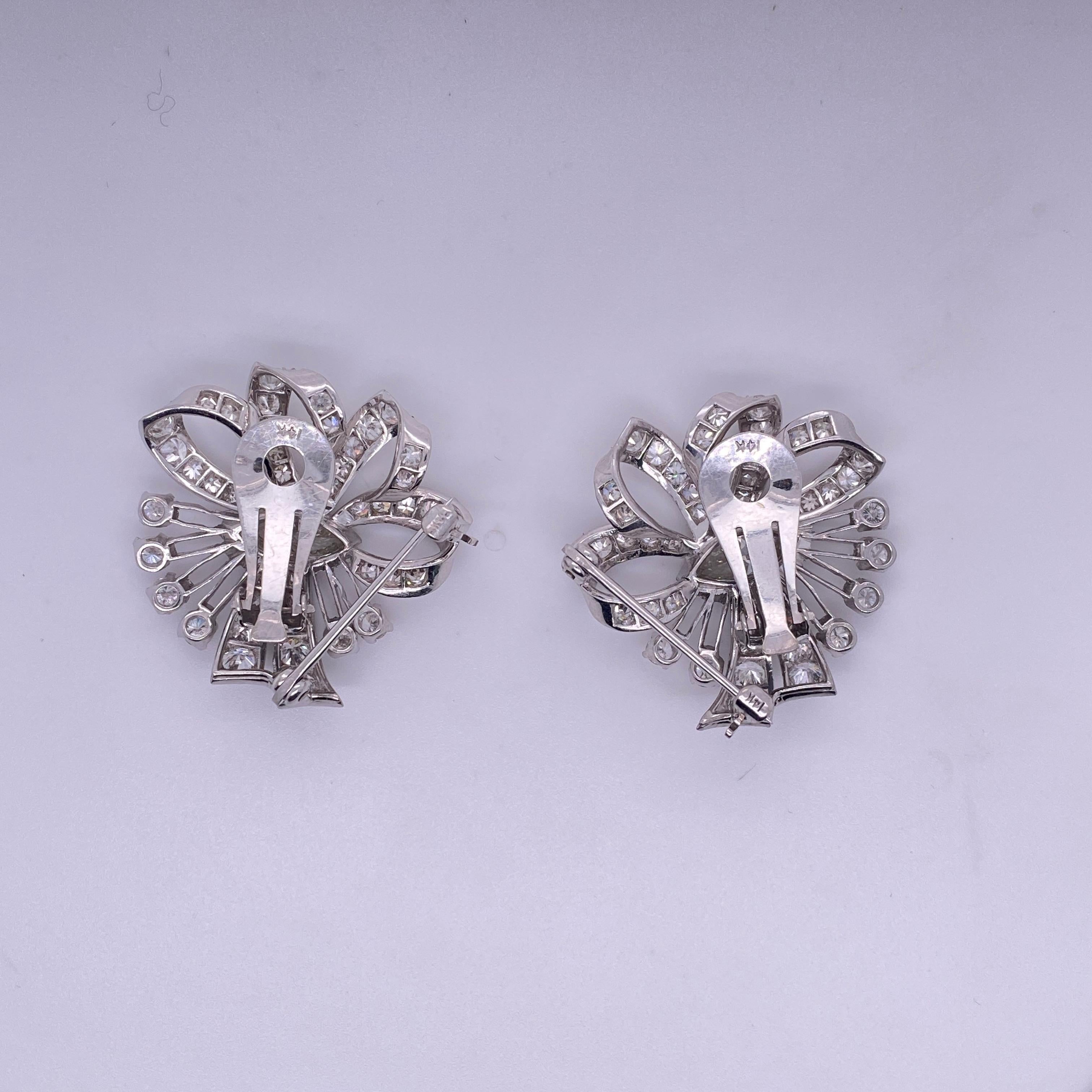 Edwardian, Cluster, Diamond Clip-On Earrings with Pin-Backs 1