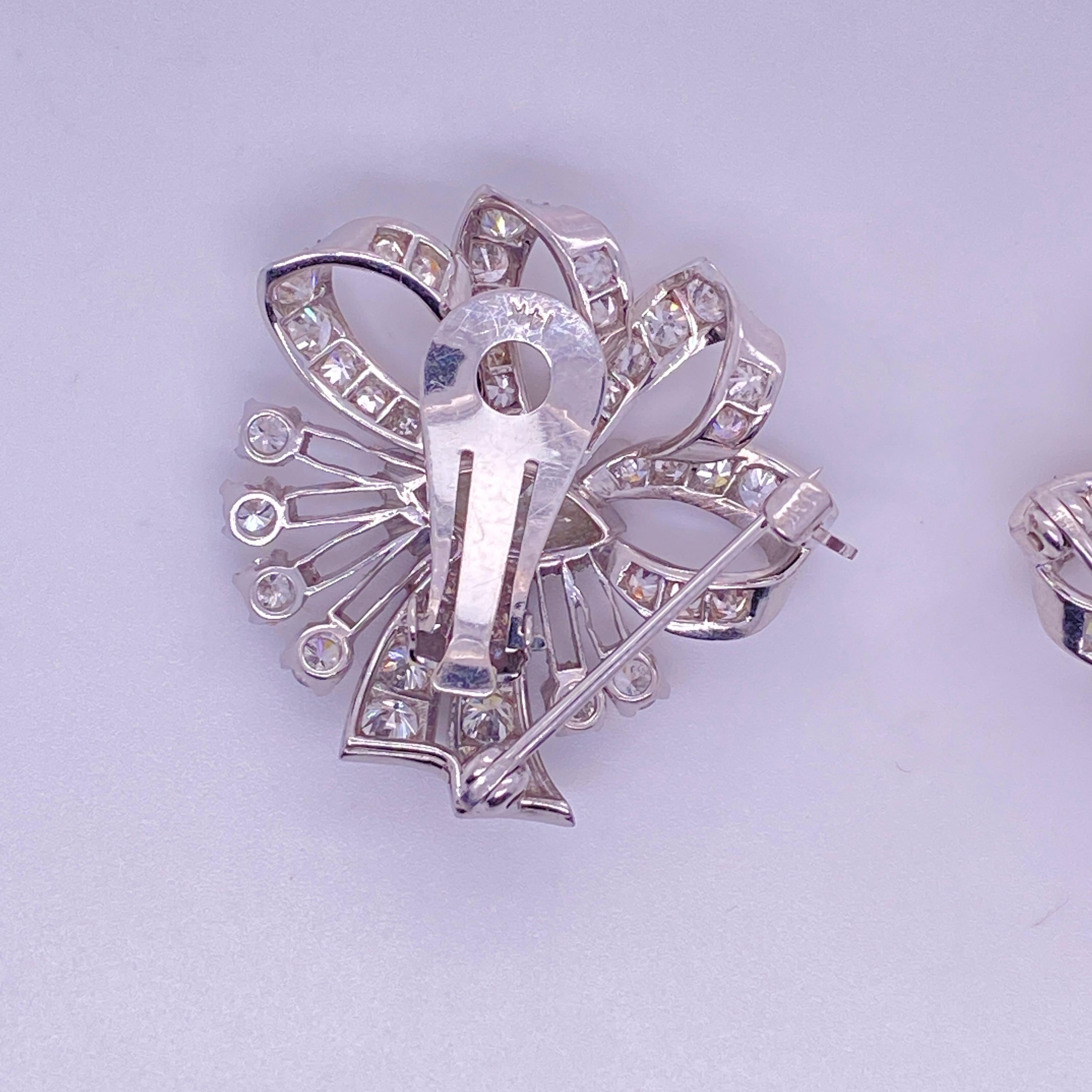 Edwardian, Cluster, Diamond Clip-On Earrings with Pin-Backs 2