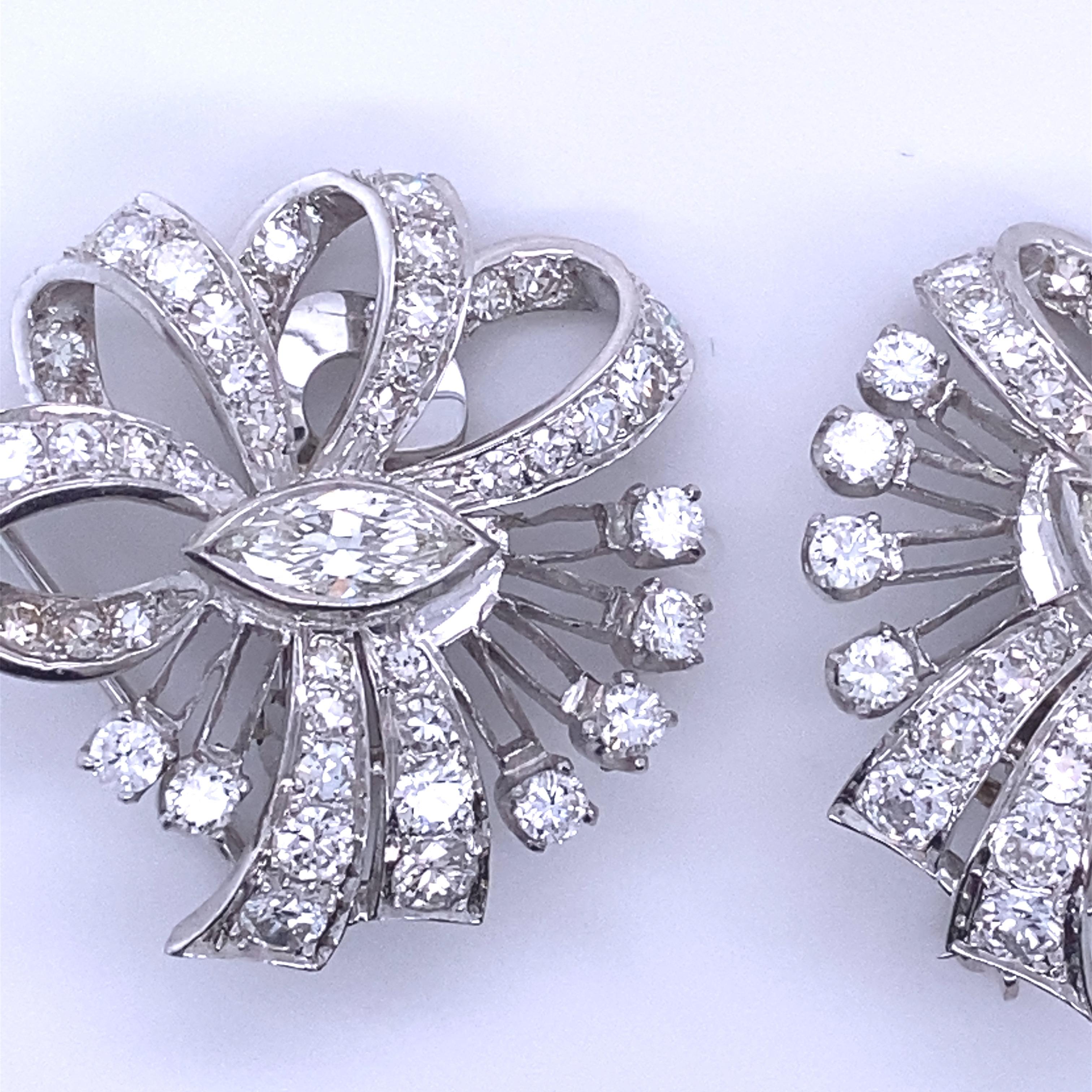 Edwardian, Cluster, Diamond Clip-On Earrings with Pin-Backs 4