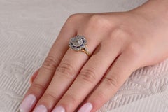 Edwardian Cluster Ring Set with Crescent Sapphires in a Platinum on Gold Mount