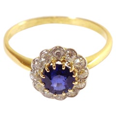 Edwardian Cluster Ring Set with Crescent Sapphires in a Platinum on ...