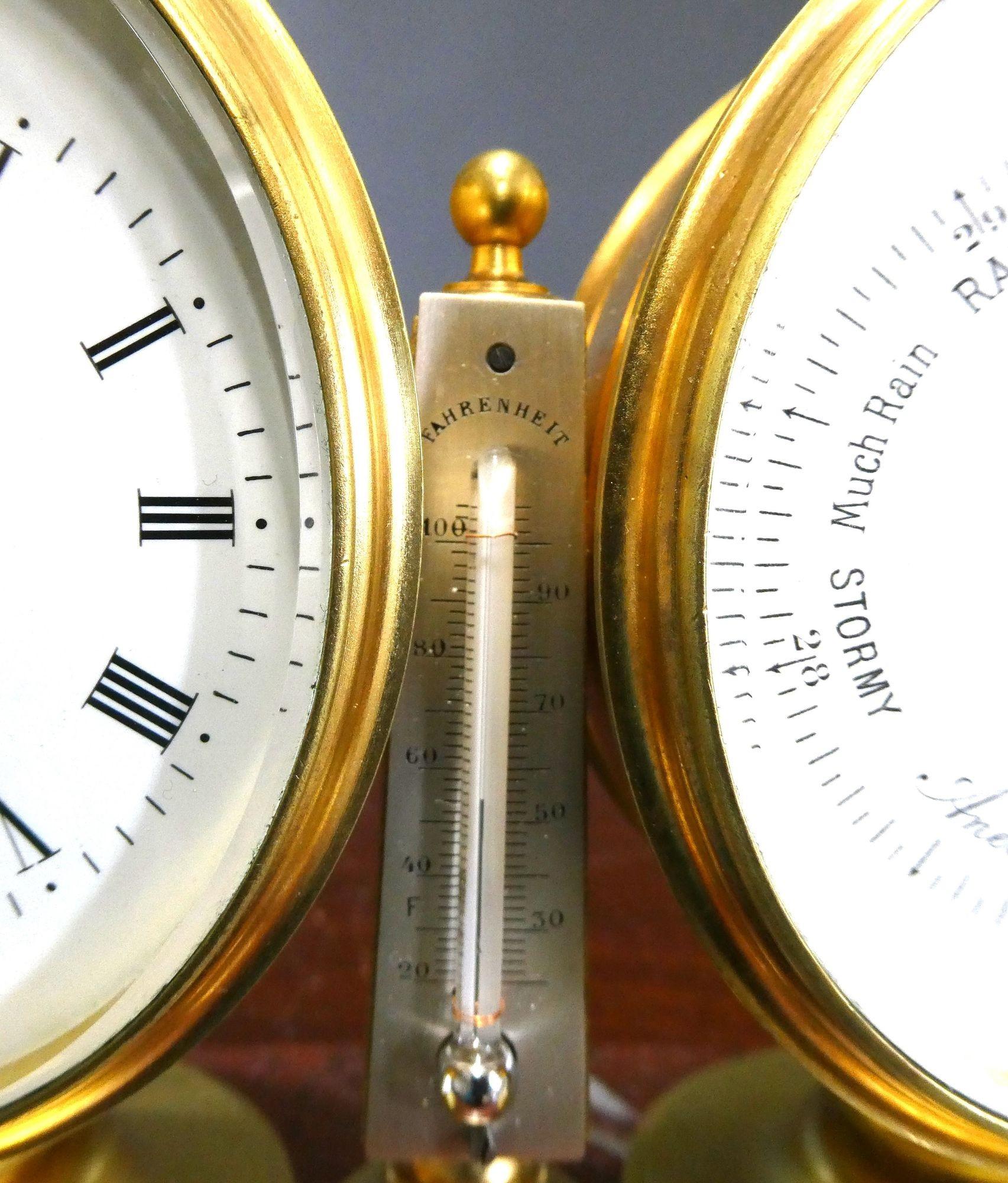 Edwardian Cock / Barometer/ Thermometer Desk Set For Sale 1