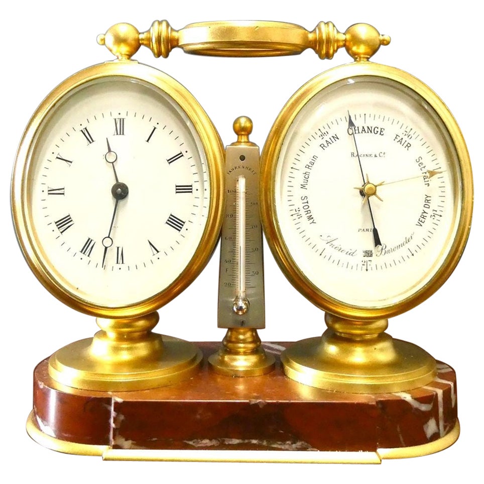 Set da scrivania con rubinetto / barometro / termometro di epoca edoardiana