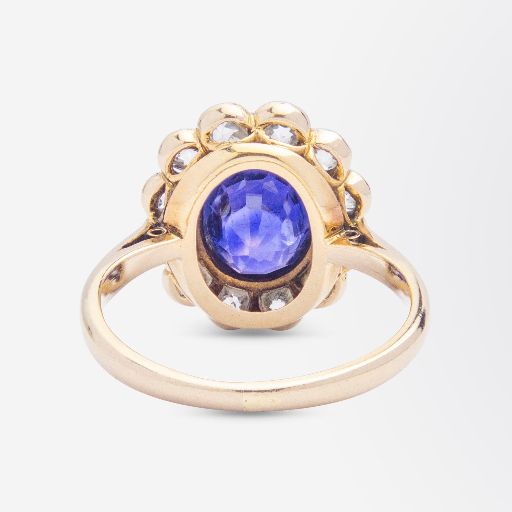 Women's or Men's Edwardian Colour Change Sapphire & Diamond Ring For Sale