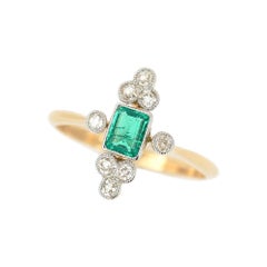 Anello a grappolo con smeraldo colombiano e diamante edoardiano Circa 1910 con certificato